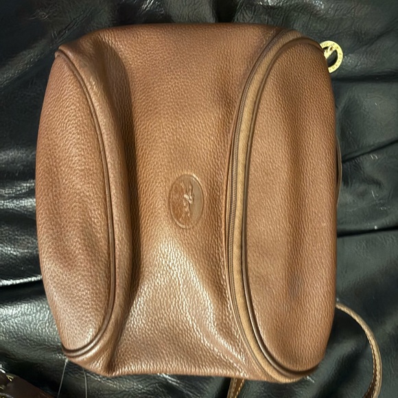 Longchamps tan leather toiletry bag
